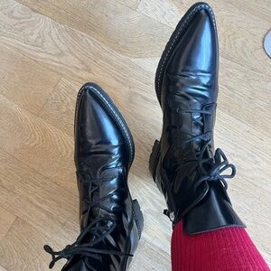 Handmade Italian Leather Pointed Combat Boots